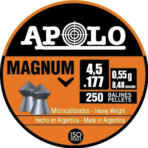 Hatsan USA Apolo Magnum .177 Caliber Pointed Airgun Rifle Pellet, 8.48 gr 250rds - Hatsan Usa