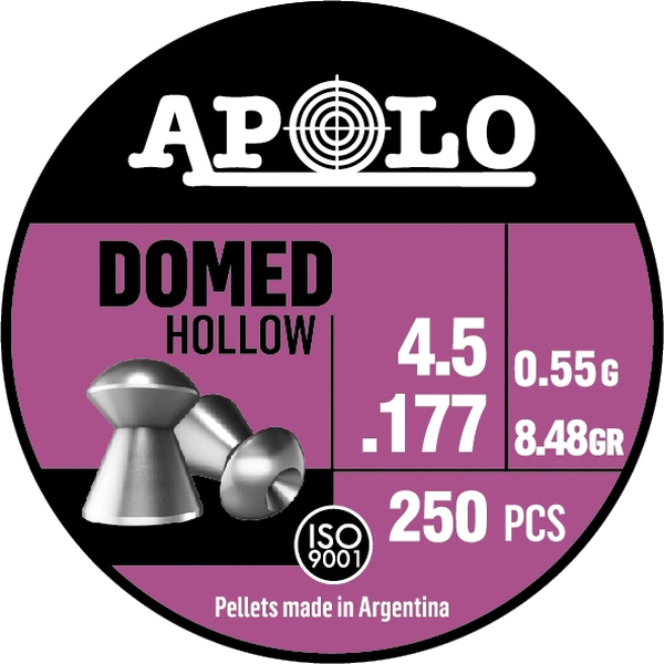 Hatsan USA Apolo Domed Hollow .177 Caliber Domed HP Airgun Rifle Pellet, 8.48 gr 250rds - Apolo