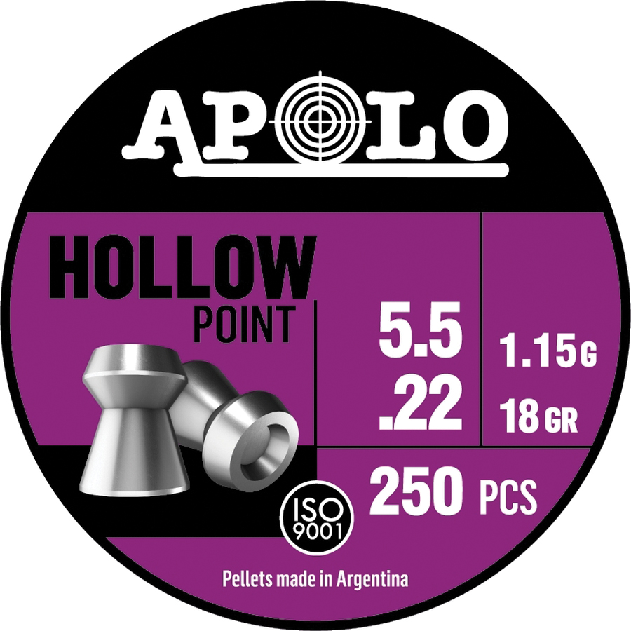 Hatsan USA Apolo Hollow Point .22 Cal HP Airgun Rifle Pellet, 18 gr 250rds - Hatsan Usa