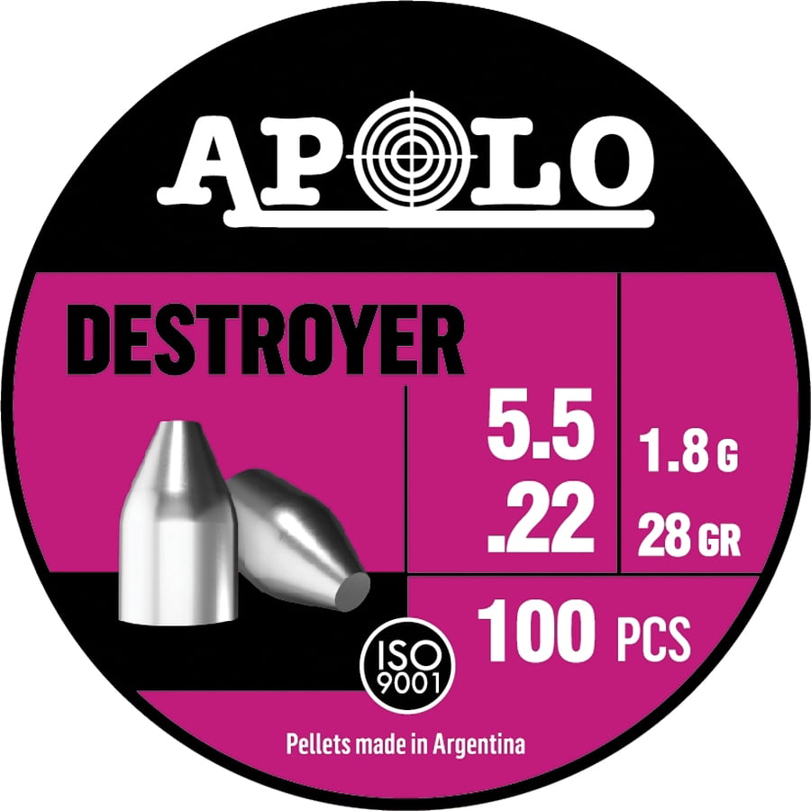 Hatsan USA Apolo Destroyer .22 Cal Airgun Rifle Pellet, 28 gr 100rds - Apolo