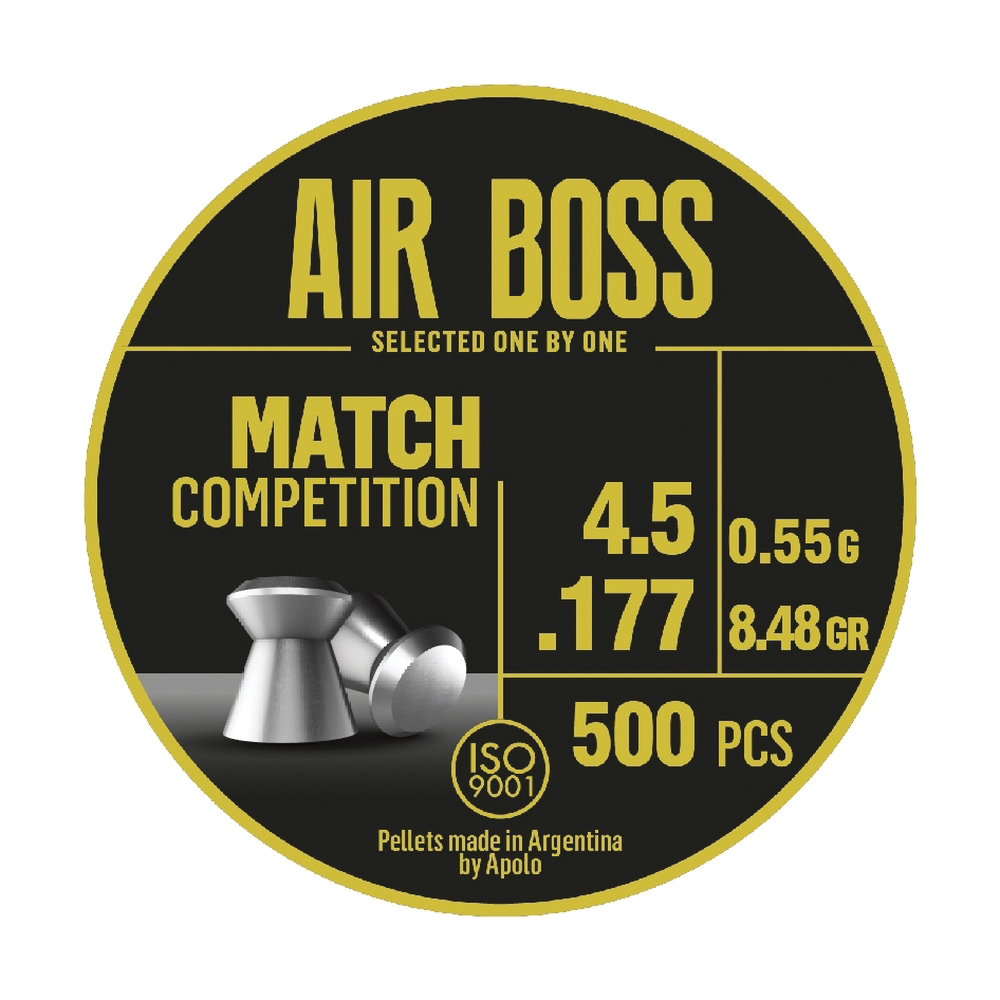 Hatsan USA Apolo Air Boss Match Competition .177 Caliber Flat Airgun Rifle Pellet, 8.48 gr 500rds - Hatsan Usa