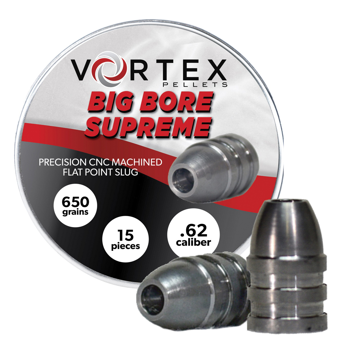 Hatsan USA Vortex Big Bore Supreme Pellets .62 Cal HP Slug Airgun Rifle Pellet, 650 gr 15rds - Hatsan Usa