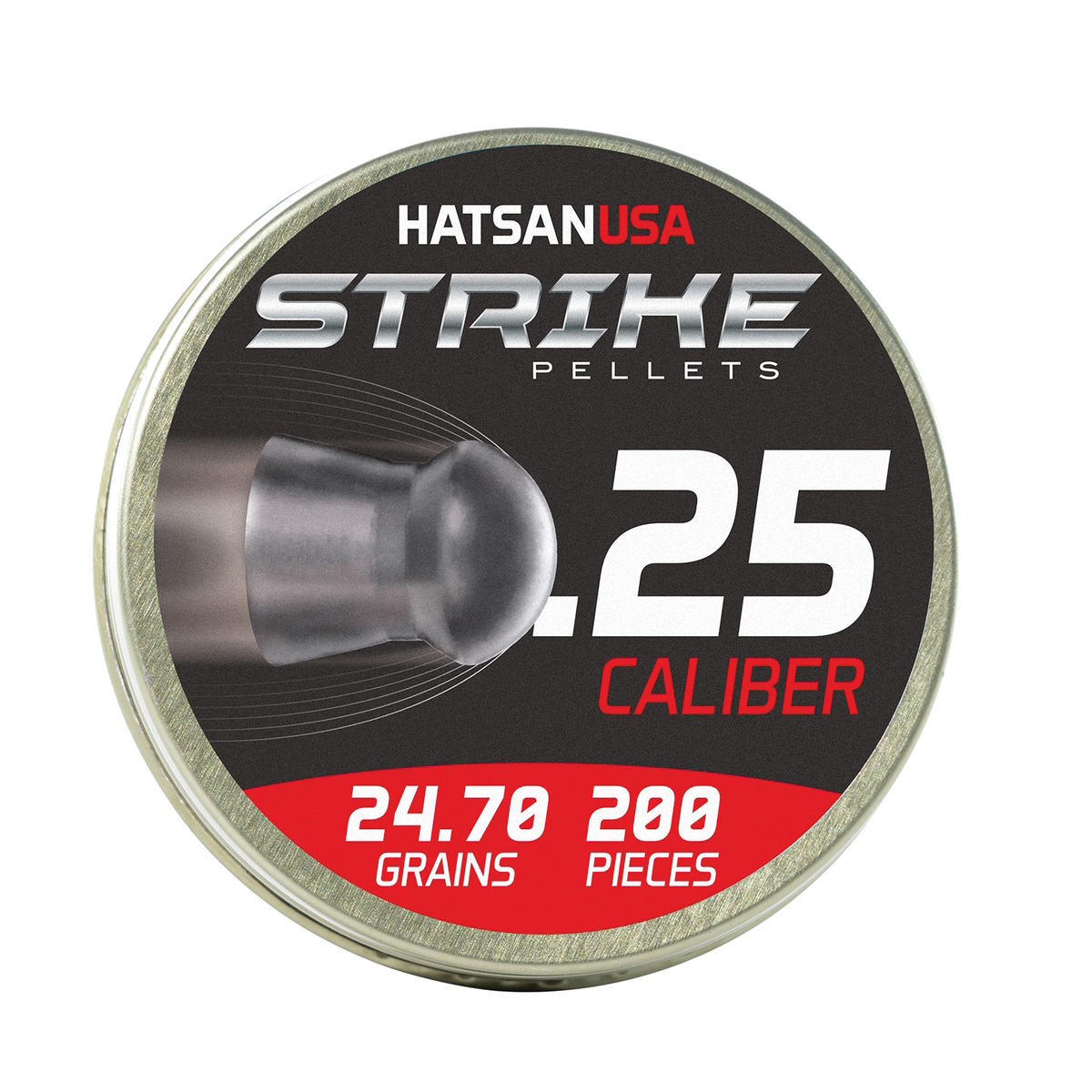 Hatsan USA Vortex Strike Pellets .25 Cal Domed Airgun Rifle Pellet, 24.70 gr 200rds - Hatsan Usa