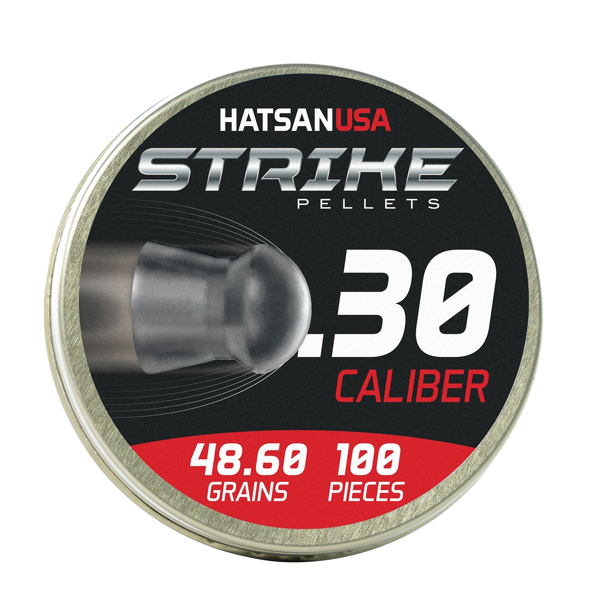 Hatsan USA Vortex Strike Pellets .30 Cal Domed Airgun Rifle Pellet, 48.60 gr 100rds - Hatsan Usa