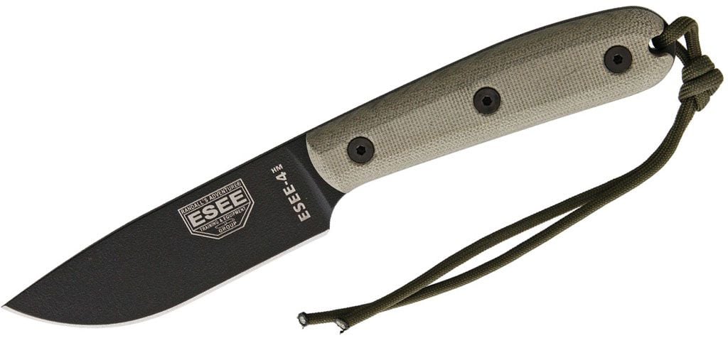 Esee Knives ESEE-4, Plain Edge With Modified Handle, Brown Leather Sheath - Esee