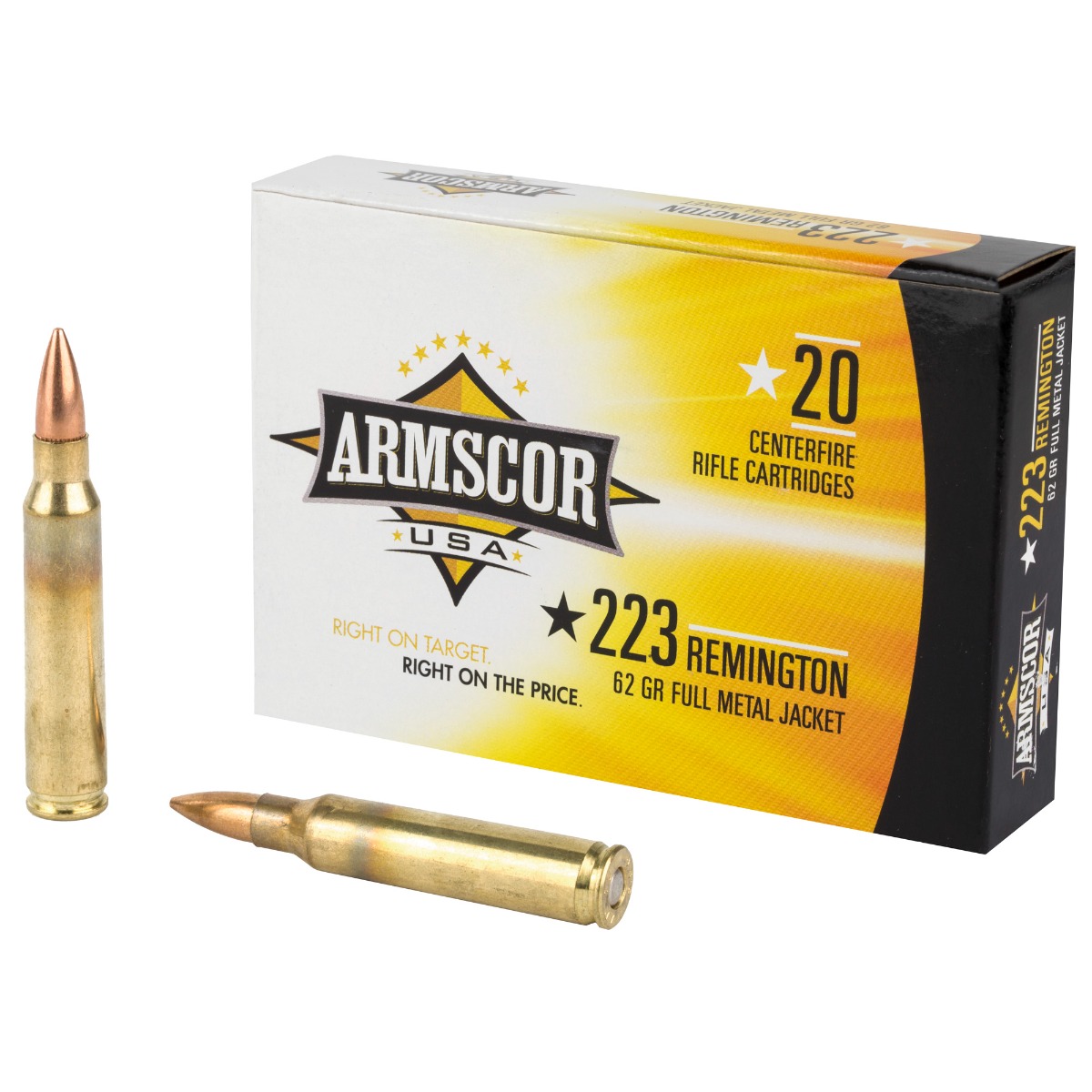 Armscor 62 gr Full Metal Jacket .223 Rem Ammo, 20/box - FAC223-8N - Armscor