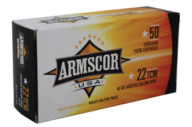 Armscor .22 TCM 40gr JHP Ammunition. 50 Rounds - FAC22TCM-1N - Armscor
