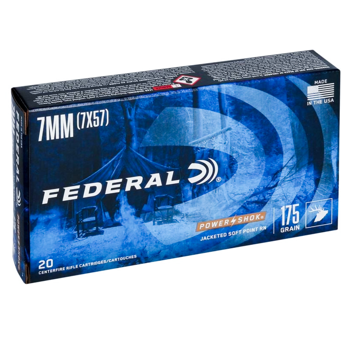 Federal 7mm Mauser 175gr SP RN Power-Shok Ammunition 20rds - 7A - Federal