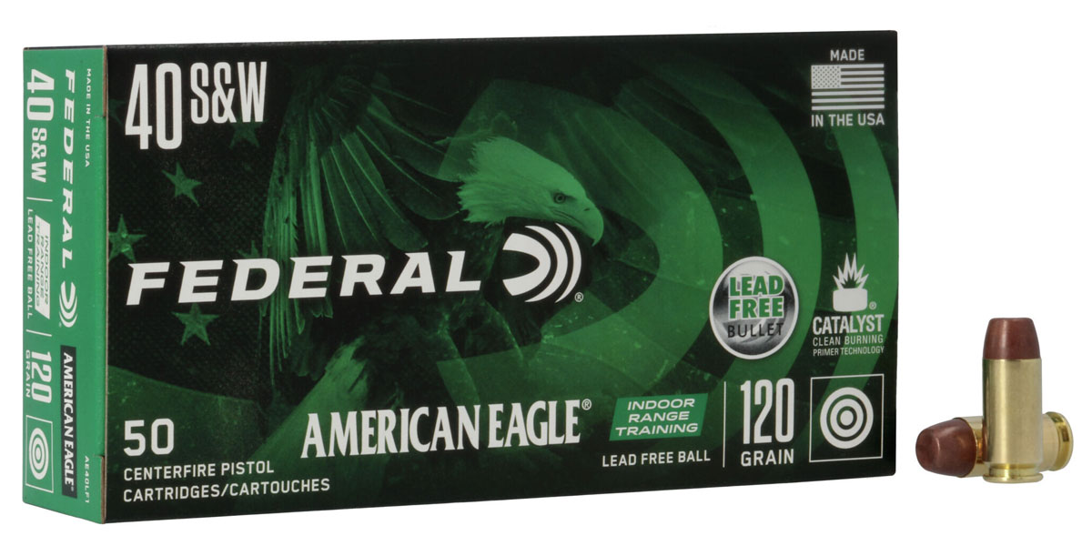 Federal American Eagle IRT 120 gr Lead Free Ball 40 S&W Ammunition, 50 Rounds - AE40LF1 - Federal