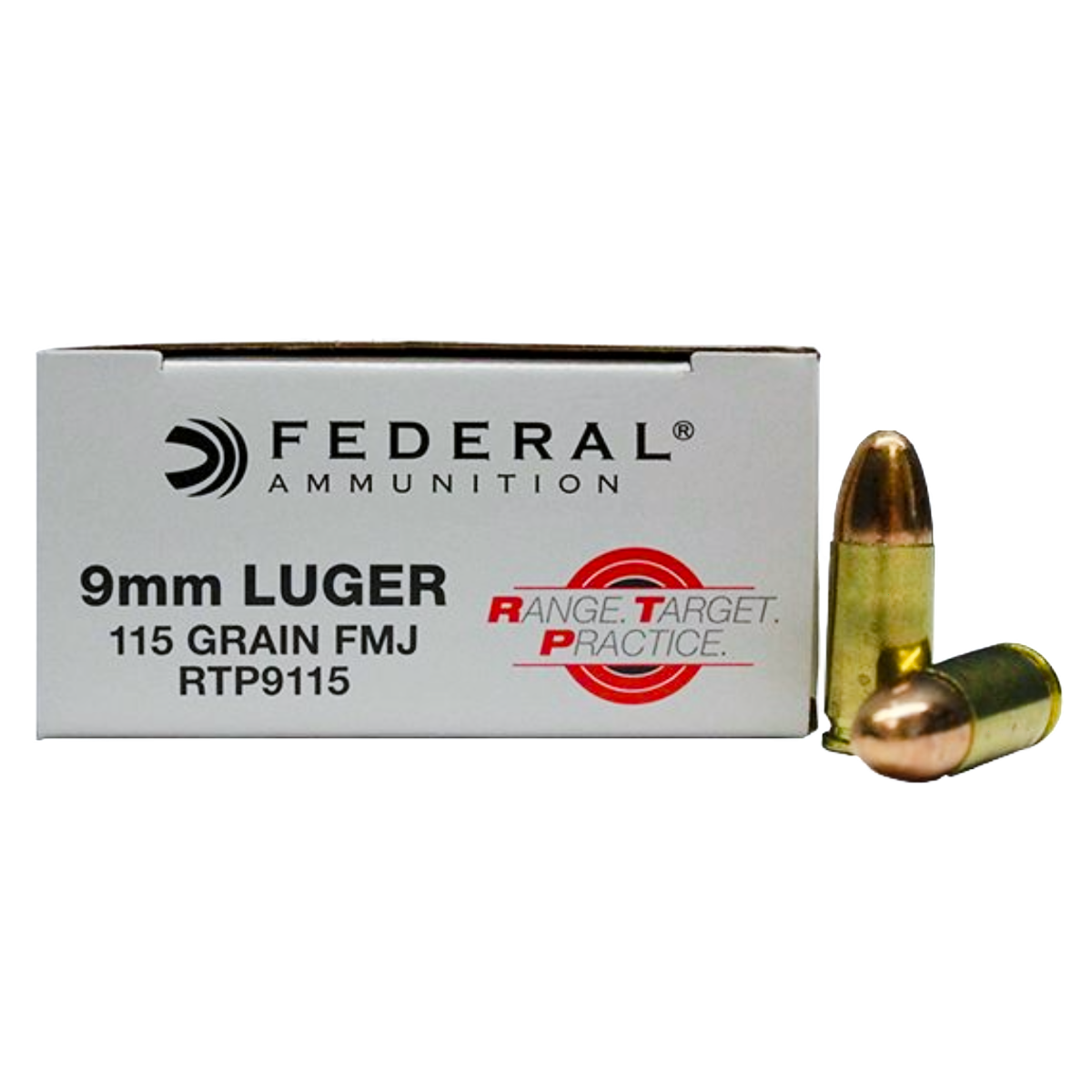 Federal Range Target Practice 9mm Ammo 115gr FMJ, 50rds - Federal