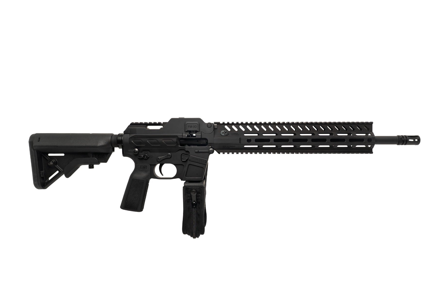 Freedom Ordance FM9D16P-BLK FM9D  9mm Luger 33+1 16 Black Nitride Threaded Barrel, Black Anodized Aluminum Receiver w/Picatinny Rail, Picatinny Rail Handguard, Black B5 Bravo Polymer Stock, Black Pol