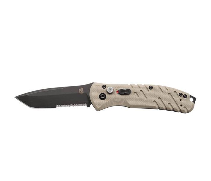 Gerber Propel Downrange Auto Serrated Tanto Folding Knife With Desert G10 Grips, Black - 30-000717 - Gerber