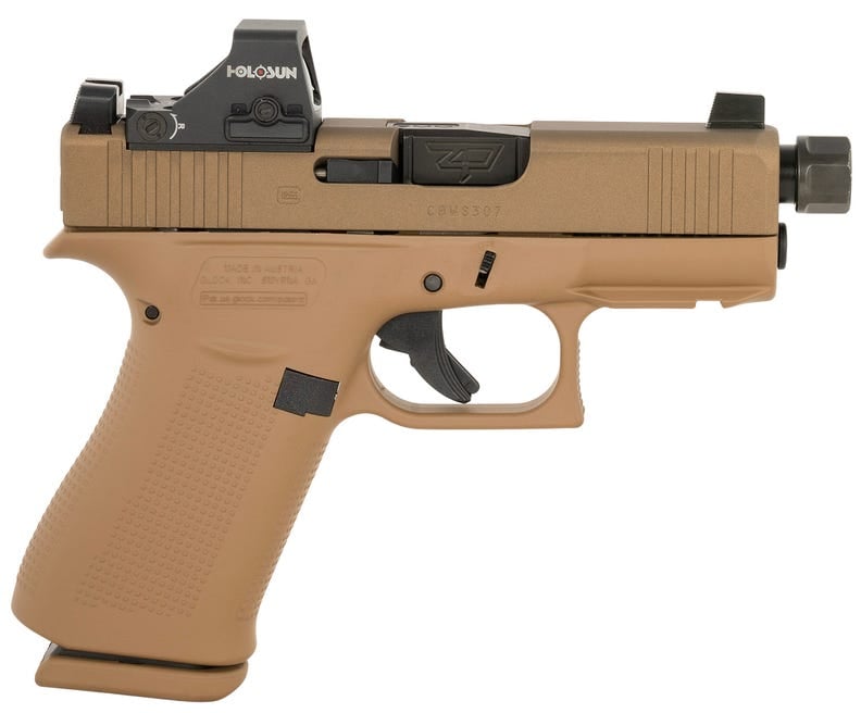 Glock G43X MOS 3.41" TB 9mm 10rd Pistol, Flat Dark Earth w/ Holosun HS 407K - Glock