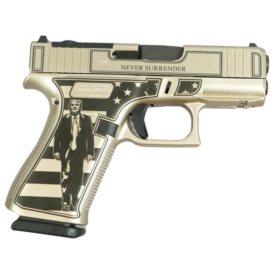 Glock G43X 3.41" 9mm 10rd Pistol - Trump Fight/Never Surrender, Silver - GLPX4350201FRMOSTF - Glock