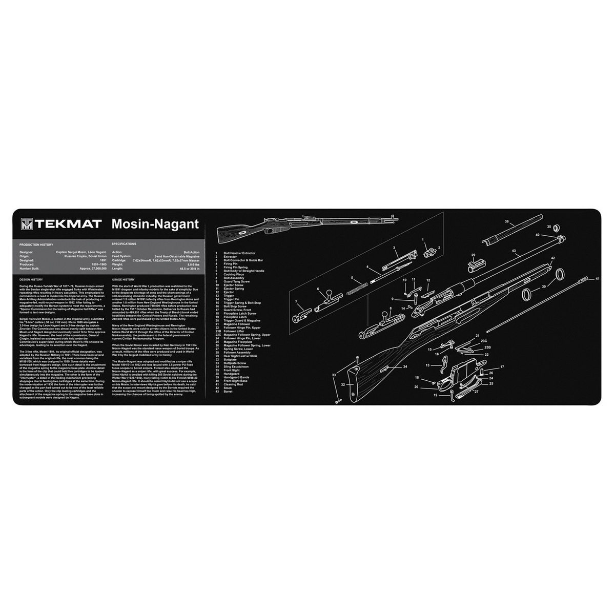 TEKMAT 36" x 2" x 0.13" Cleaning Mat for Mosin Nagant - Tekmat