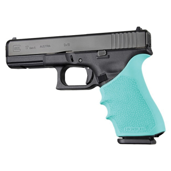 Hogue Handall Beavertail Grip Sleeve Fits Glock Gen 1-5 G17/G17L/G17 MOS/G18, Aqua