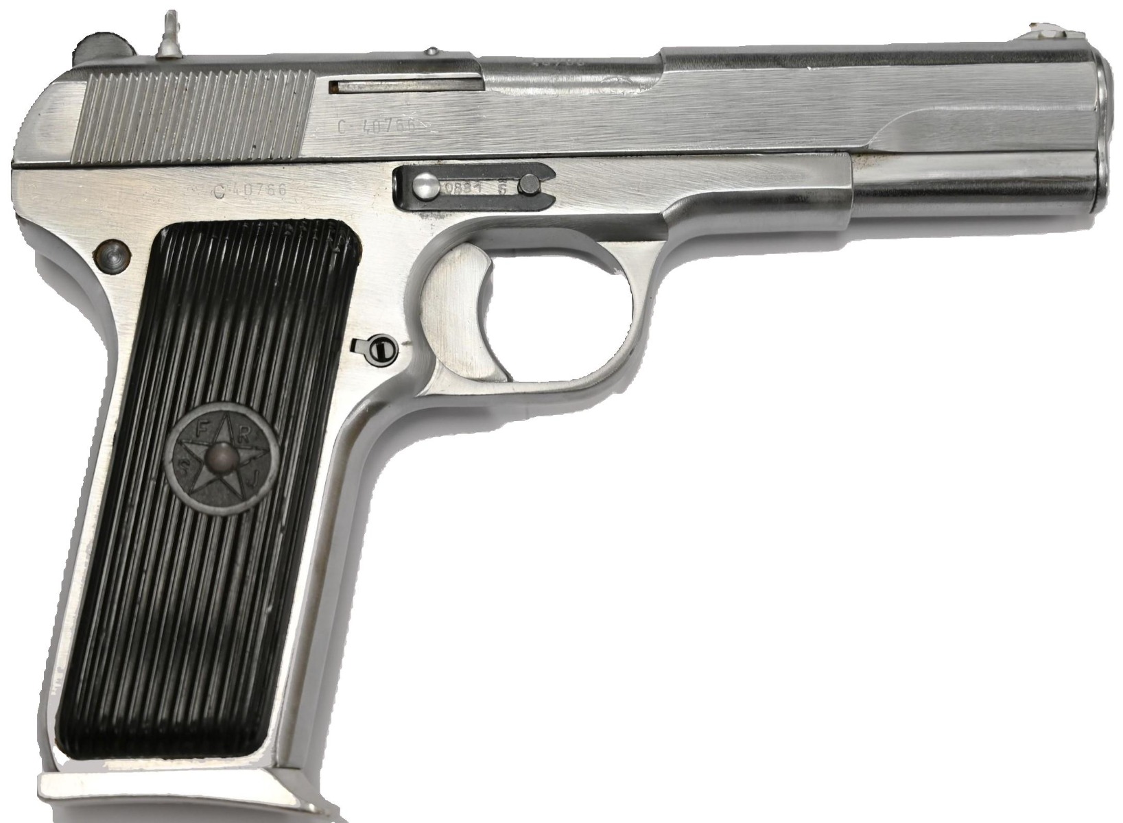 Zastava Arms M57 Chrome Yugoslavian/Serbian 4.6" 7.62x25mm Tokarev 9rd Pistol - YM57TTP - Zastava Arms