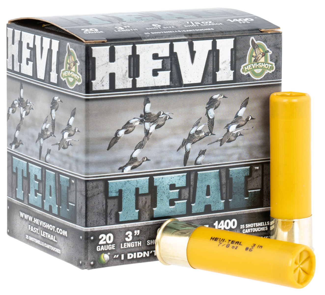 HEVI Shot TEAL 20 Gauge Shotgun Shells 3" .875 oz #6 25 rds - HS62006 - Hevi-Shot
