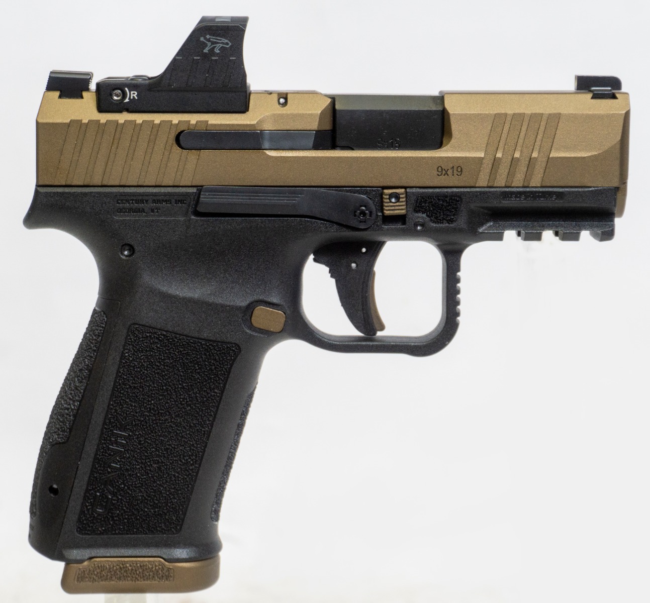 Canik METE MC9L 9mm 3.18 17rd Pistol w/ Mekanic MO1 Optic, Bronze/Black - Canik