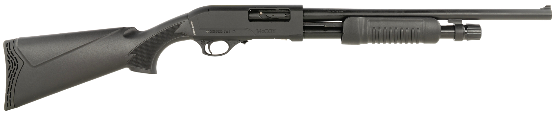 McCoy Pump 18.5" 12ga 4rd Shotgun, Black - PSH12HD - Mccoy