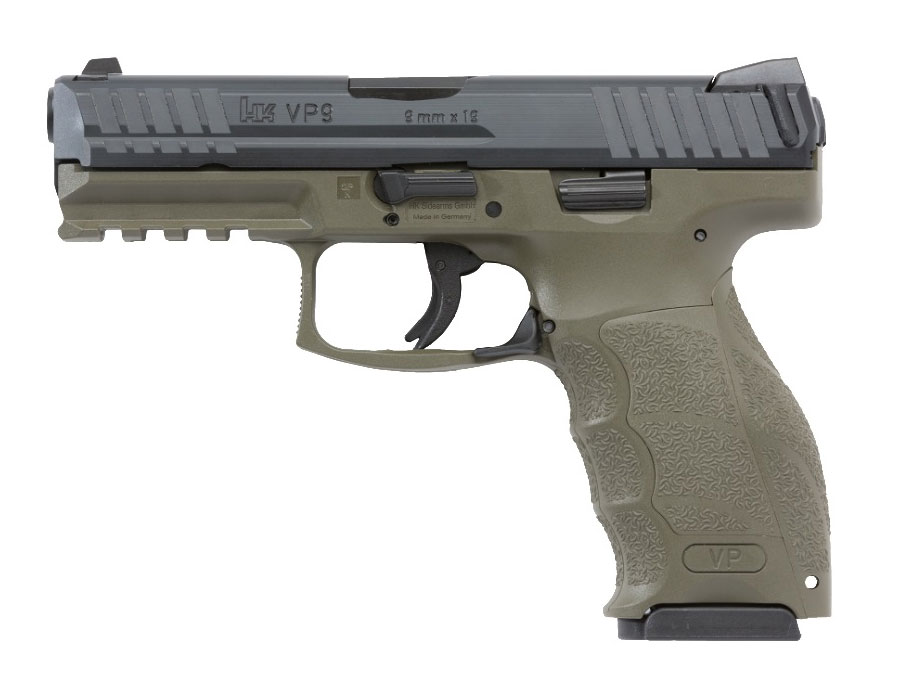 HK VP9 9mm Pistol With Night Sights, OD Green/Black - 81000234 - H&K