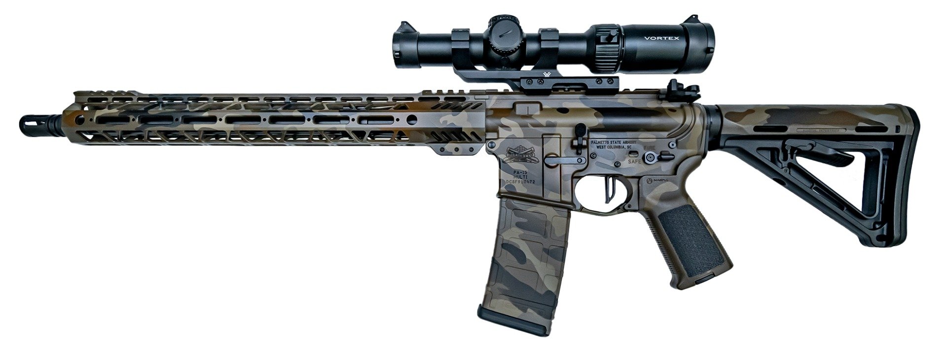 PSA Custom 16" 300AAC 1/8 Nitride 15" MLOK Rifle w/ Vortex Strike Eagle - Hollow Bottom Camo - Psa Custom