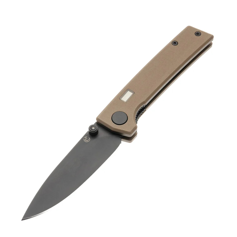 Glow Rhino Fermi Knife - Desert Tan Scales Black Thumbstud