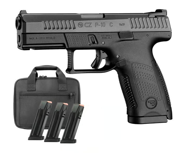 CZ Pistol P-10C 9mm Black 15rd 4" Bundle with 4 Mags and Range Bag - 91576 - CZ USA