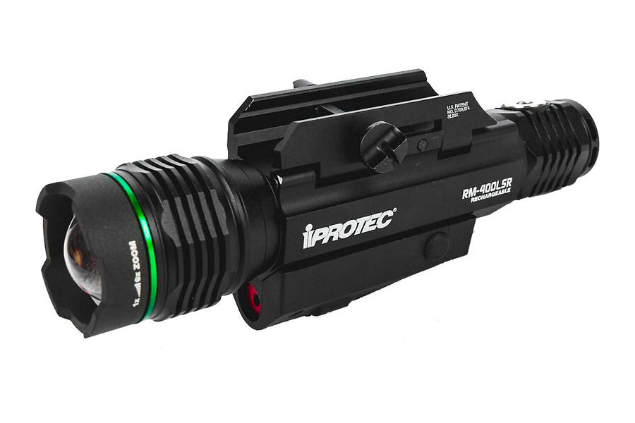 iProTec RM400-LSR Green Light/Red Laser Combo Weapon Light, Rechargeable Battery, Rail Mount Kit, Black - 6794 - Sports South