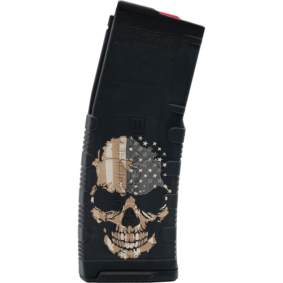 Black Rain Ordnance Skull with Flag 30rds 5.56x45mm/.223 Remington, Black/Tan - Black Rain Ordnance