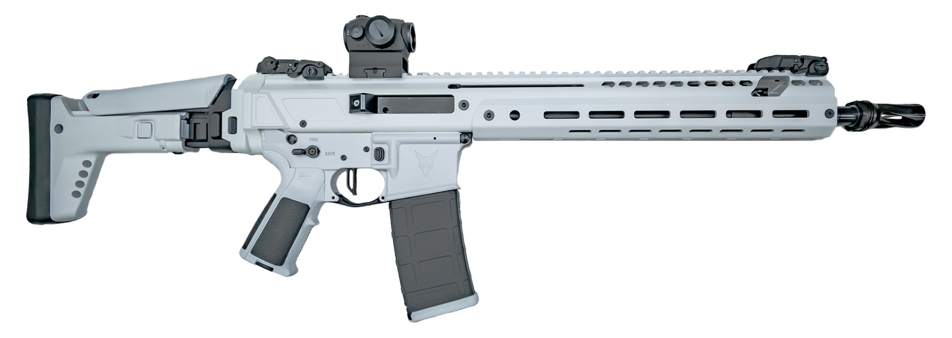 PSA Custom JAKL 14.5" 5.56 NATO 1:7 Nitride Rifle W/Knurled CH, BCG HUXWRX Flash Hider, MBUS, Romeo 5, 3.5lb Flatbow FCG, Trooper - Psa Custom