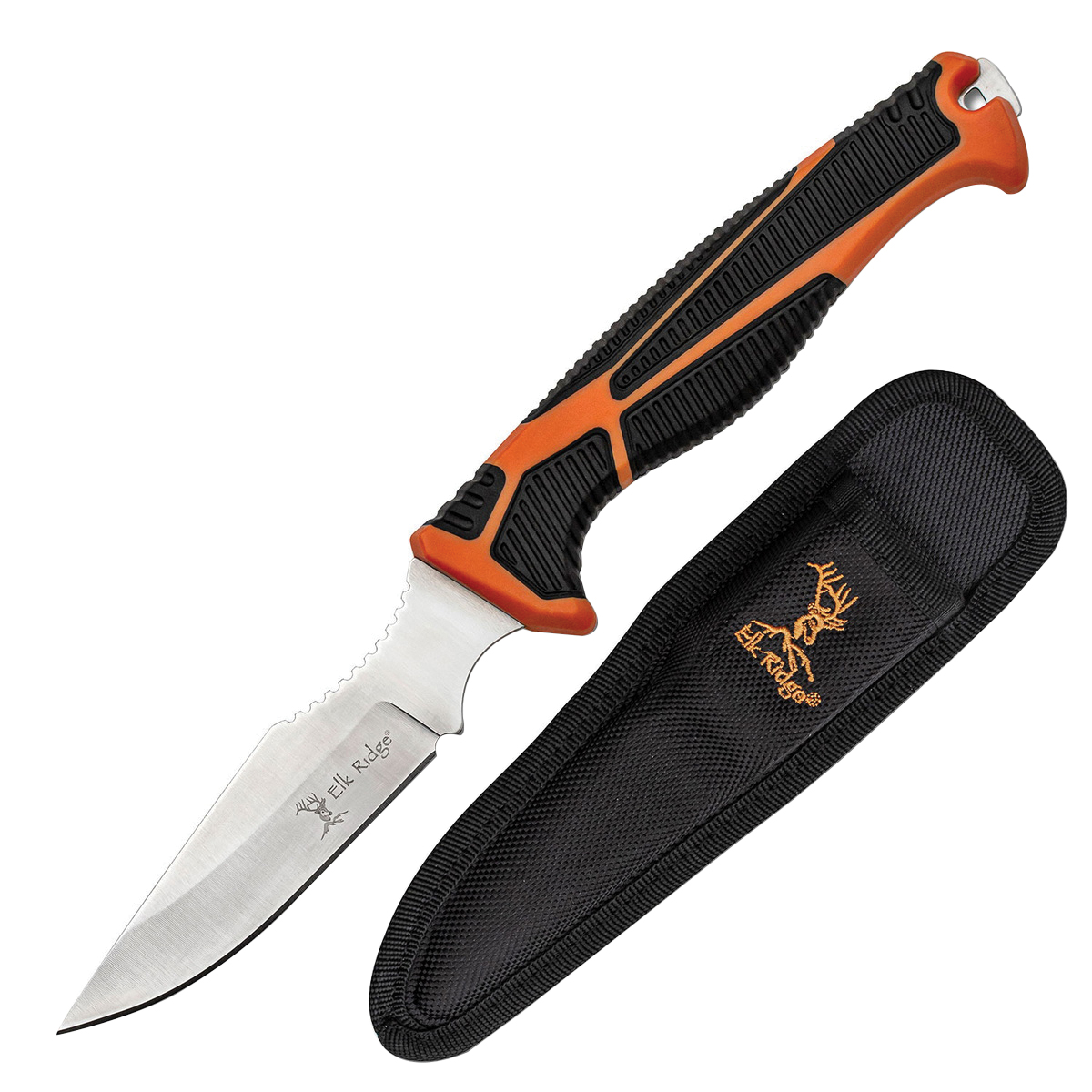 Elk Ridge TREK Fixed Knife Drop Point, Black/Orange - Elk Ridge