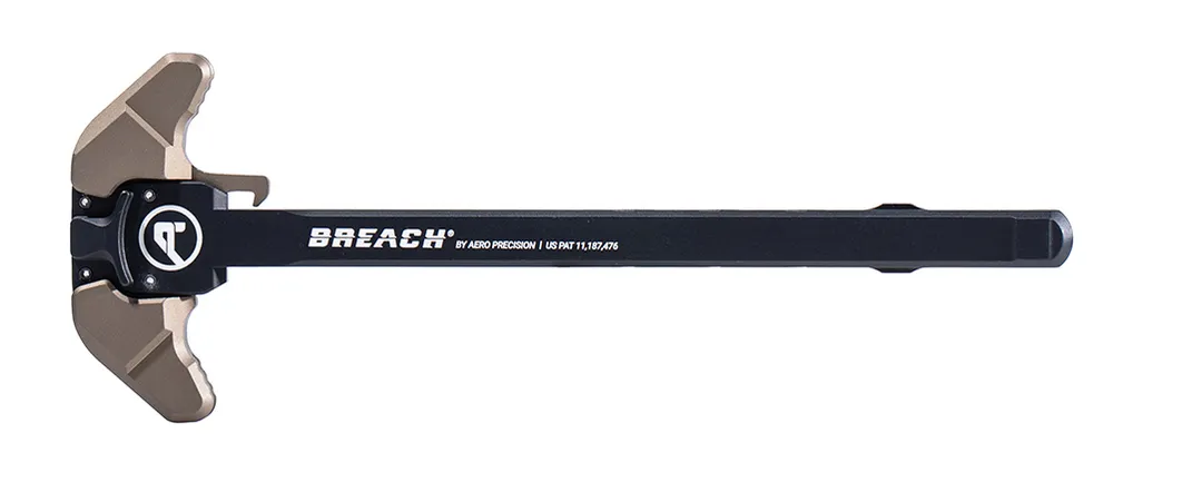 Aero Precision AR15 Breach Ambi Charging Handle w/ Small Lever, Black/Kodiak Brown - Aero Precision