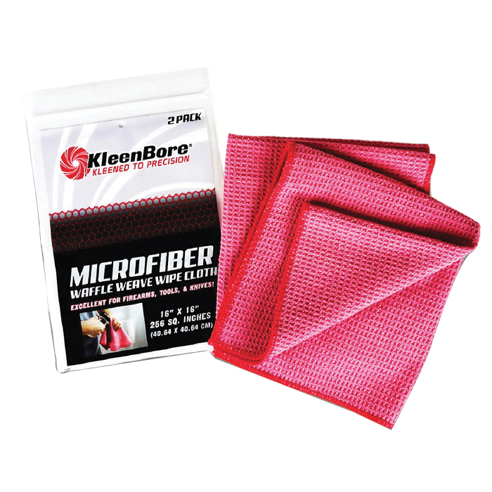 KleenBore Microfiber 18" x 18" Waffle Weave Cloth, 2/Pack - Kleenbore
