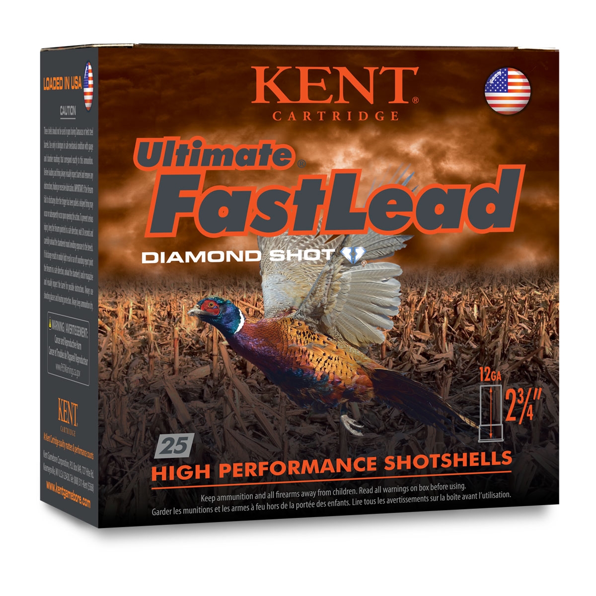 Kent Cartridge Ultimate Fast Lead 12 Gauge 2 3/4" 1 1/4 oz 6 Shot 25 Rounds - K122UFL366 - Kent