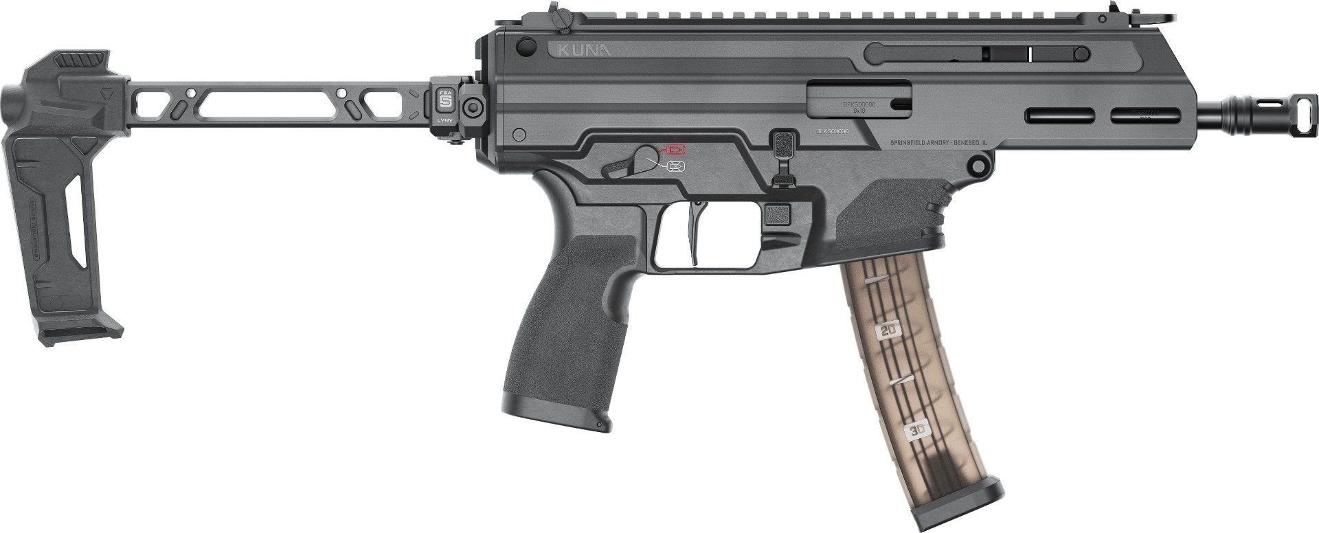 Springfield Kuna 6.125" 9mm 30rd Pistol, Black with FSA Brace - KN9069B-FSA - Springfield Armory