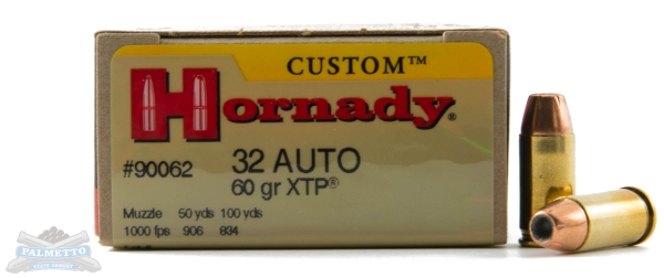 Hornady .32 Auto/ACP 60gr XTP Custom Pistol Ammunition 25rds - 90062 - Hornady