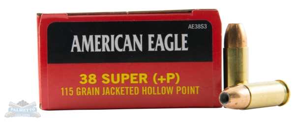 American Eagle 38 Super+P **NOT FOR REVOLVERS ** 115 JHP Ammunition 50rds - AE38S3 - Federal