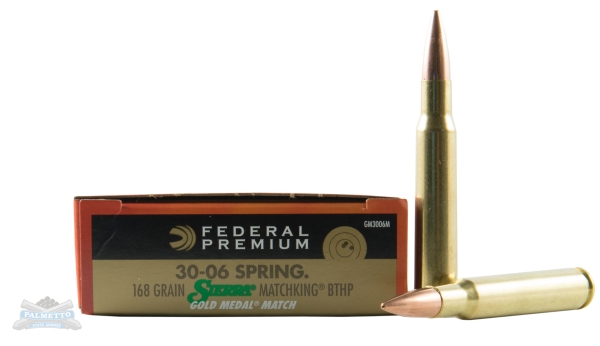 Federal 30-06 168gr Sierra MatchKing BTHP Gold Medal ammunition 20rds - GM3006M - Federal