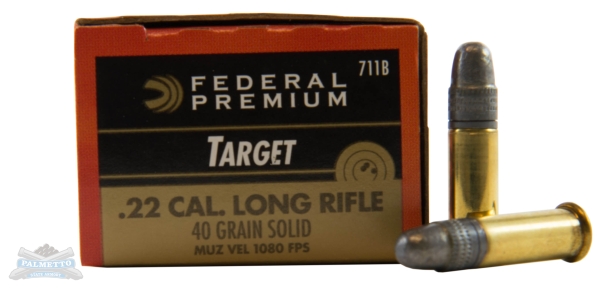 Federal 22 Long Rifle 40gr Solid Sub-Sonic Gold Medal Ammunition 50rds - 711B - Federal