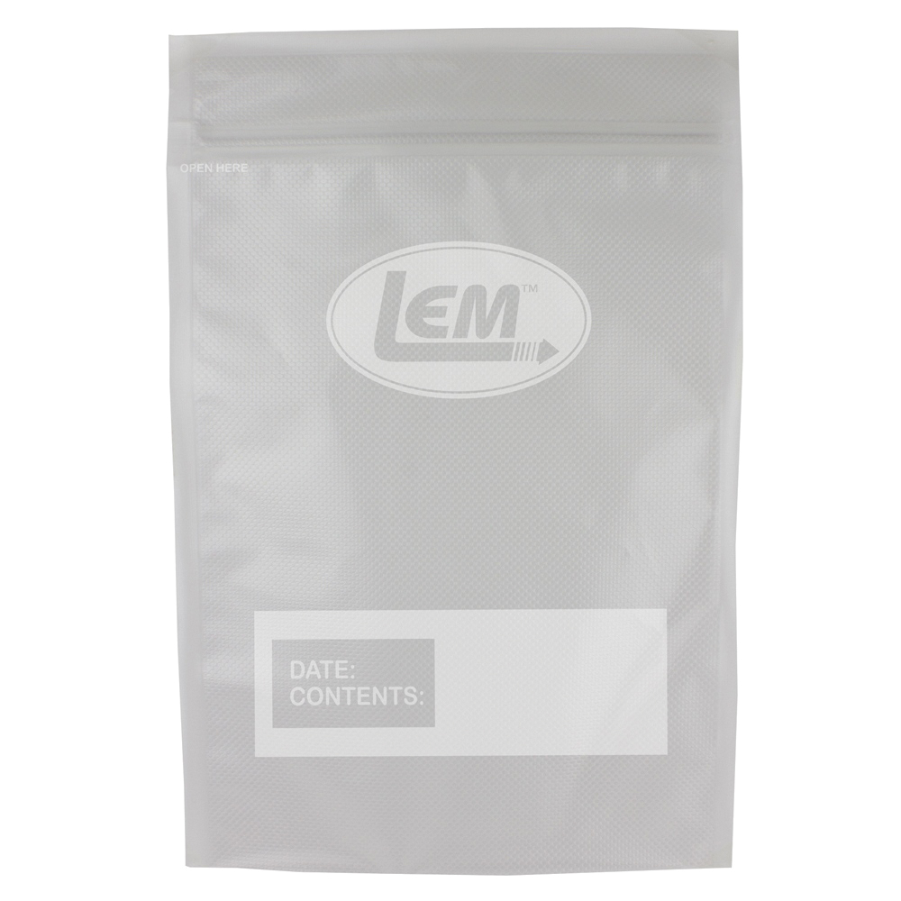 LEM 12" x 8" Quart Size Zipper Top Vacuum Bag, Pack of 18 - Lem