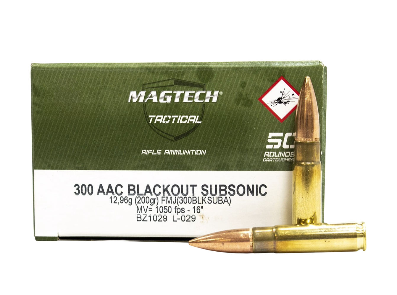 Magtech 300AAC Blackout 200gr FMJ Subsonic Ammunition 50rds - 300BLKBSUBA - Magtech