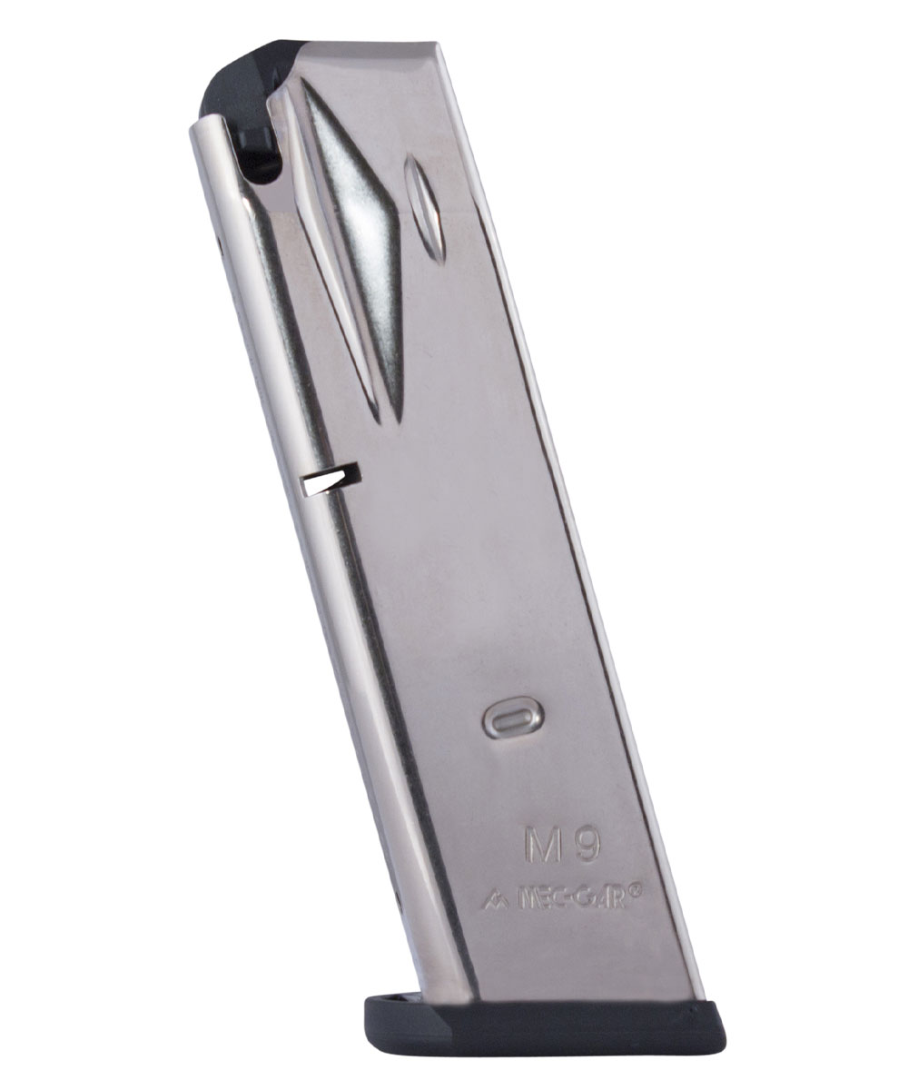 Mec Gar Beretta 92FS/M9 15 Round 9mm Magazine, Nickel - MGPB9215N - Mec-Gar