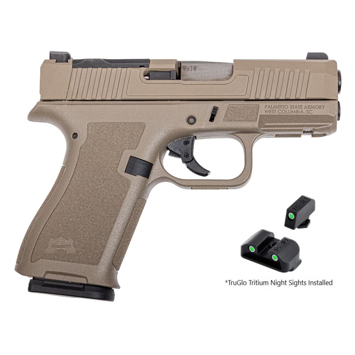 PSA Dagger Micro 9mm Pistol - Shield Cut With Night Sights, Flat Dark Earth
