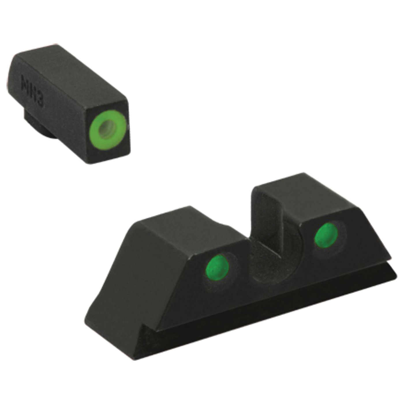 Meprolight Hyper-Bright Night Sight Set Front/Rear, Green/Black