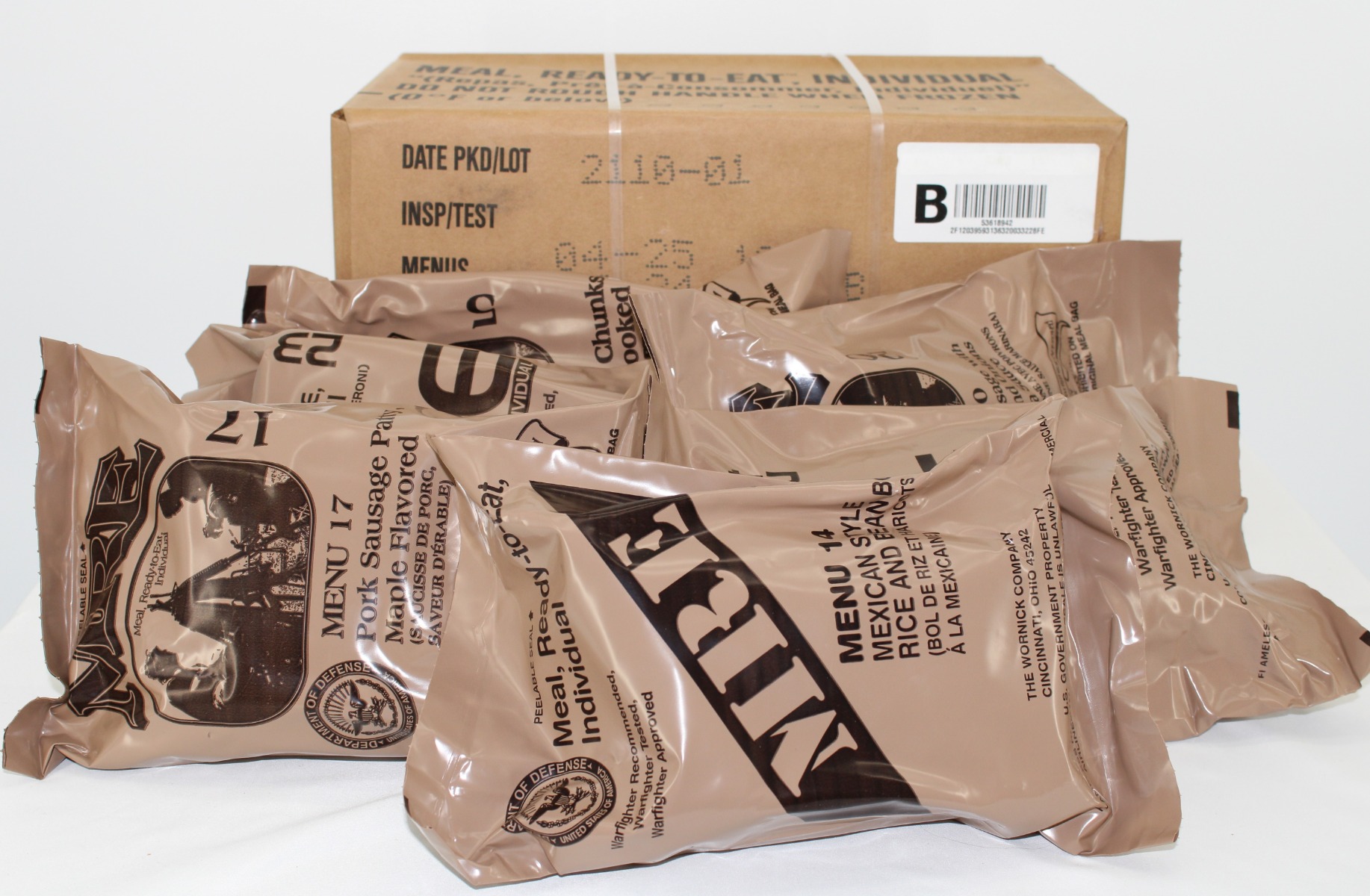 US War Fighter Military MRE (Meals Ready-To-Eat) 12 MRE Per Case - CASE B