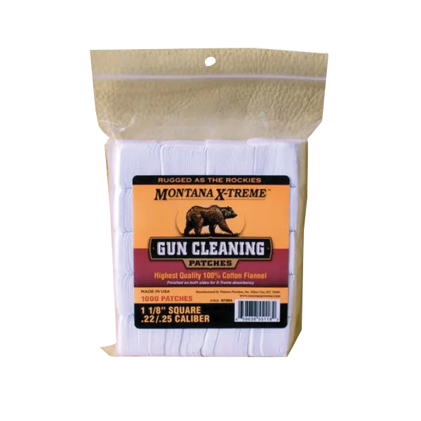 Montana X-Treme .22 Cal/.25 Cal 1.13" x 1.13" Square Patch, 1000/Bag - Montana X-Treme