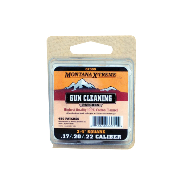 Montana X-Treme .17 Cal/.22 Cal 0.75" x 0.75" Square Patch, 450/Bag - Montana X-Treme