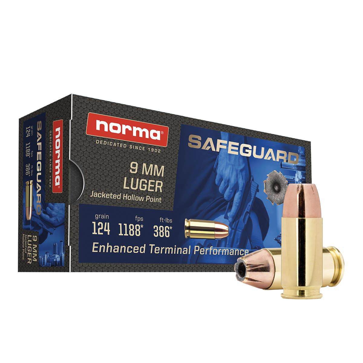 Norma Safeguard 9mm 124 gr JHP 50rds - Norma