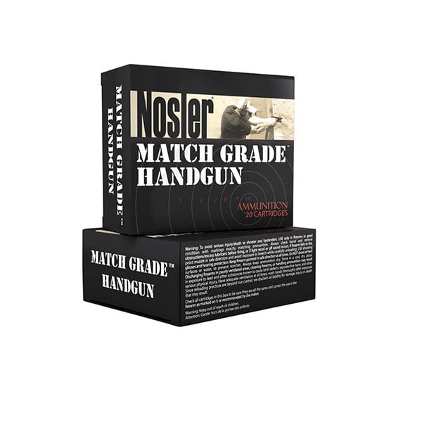 Nosler Match Grade 9mm Luger 124 grain Jacketed Hollow Point Handgun Ammo, 20/Box - 51286 - Nosler